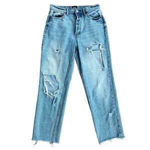 BDG Urban Outfitters Distressed Light Wash Denim High Rise Straight Leg Jeans